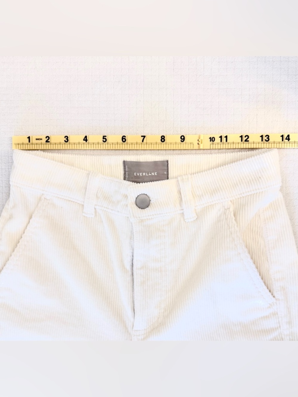 Everlane White Corduroy Straight Leg Pants Size 0 High Rise Minimalist Coastal - Picture 6 of 8